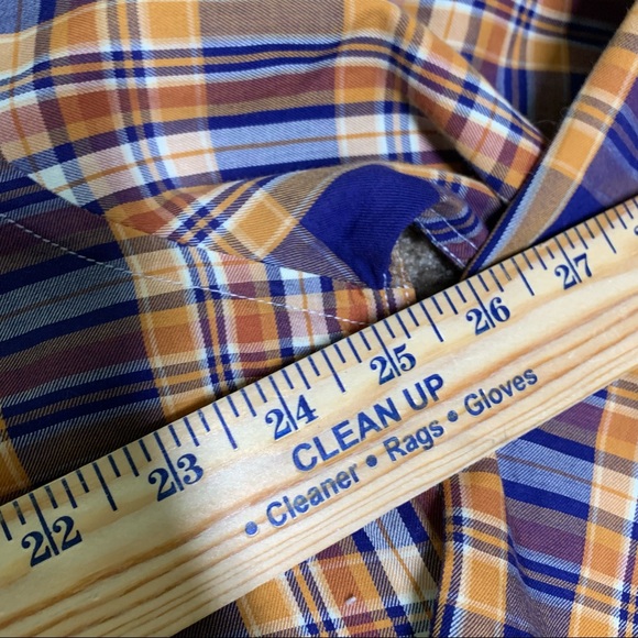 Hickey Freeman / fall orange plaid orange button down L EUC - Picture 6 of 7